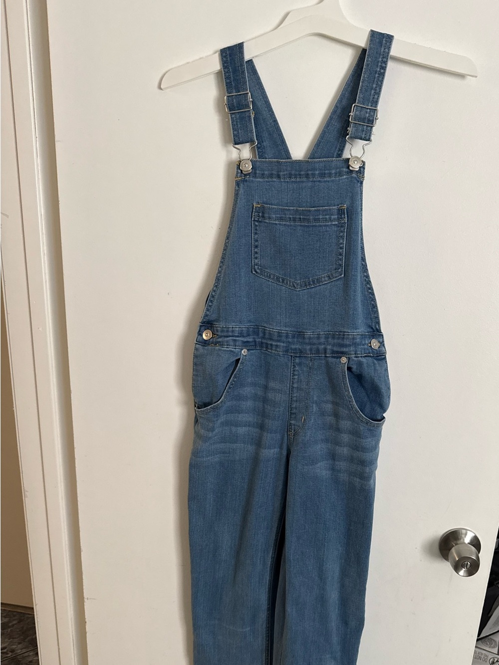 Girls Classic Denim Overalls - Light Blue